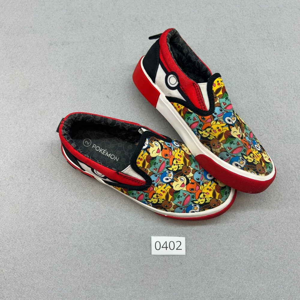 Ground Up Pokemon Kids Slip On Sneakers Pikachu Eevee Characters Red Size 2